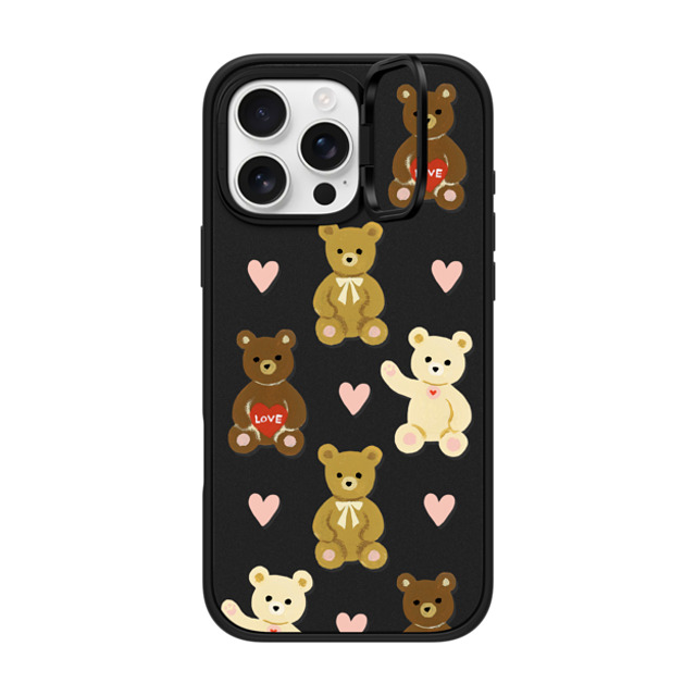 Skylar Kim x CASETiFY iPhone 16 Pro Max ケース マットブラック インパクトリングスタンドケース MagSafe対応 Teddy Bears