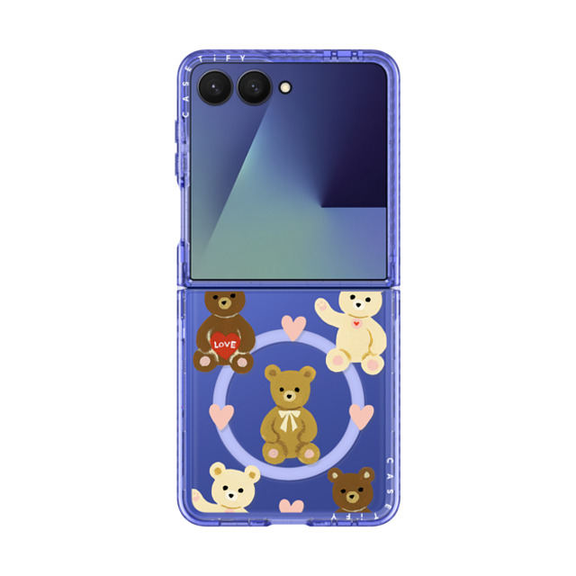 Skylar Kim x CASETiFY Galaxy Z Flip7 Case Bear,Animal Glacier Blue Impact Magnetic Case Teddy Bears