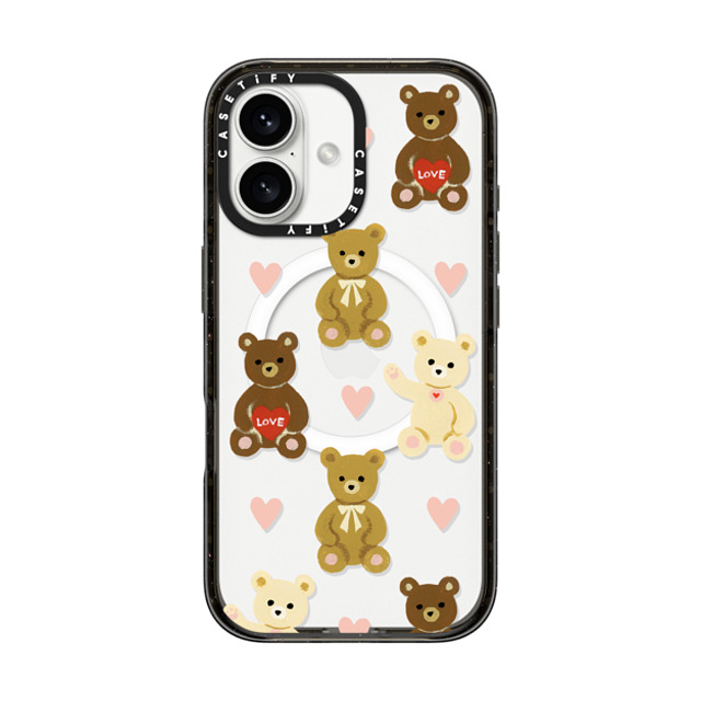 Skylar Kim x CASETiFY iPhone 16 ケース ブラック インパクトケース MagSafe対応 Teddy Bears