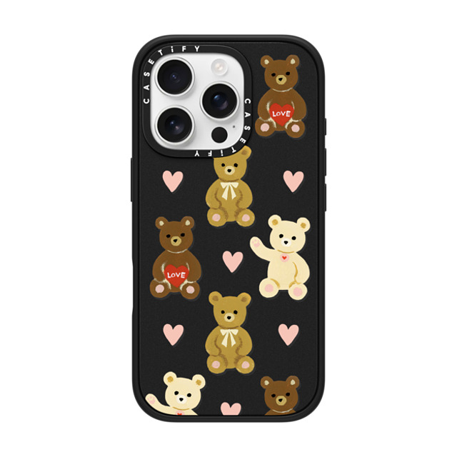 Skylar Kim x CASETiFY iPhone 16 Pro ケース マットブラック インパクトケース MagSafe対応 Teddy Bears