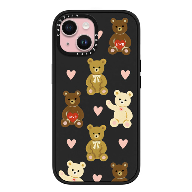 Skylar Kim x CASETiFY iPhone 15 ケース マットブラック インパクトケース MagSafe対応 Teddy Bears