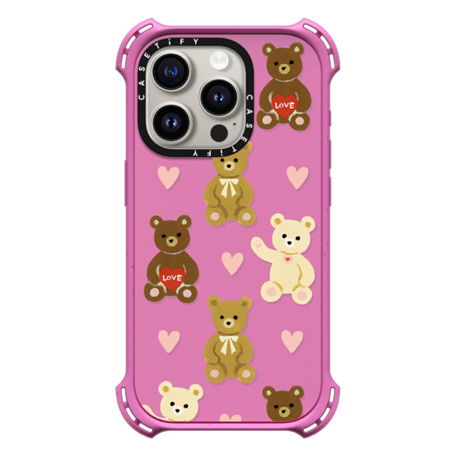 Skylar Kim x CASETiFY iPhone 15 Pro Case Matte Pink バウンスケース Teddy Bears Skylar Kim x CASETiFY iPhone 15 Pro Case Matte Pink バウンスケース Teddy Bears