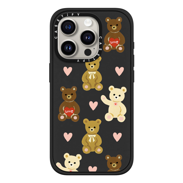 Skylar Kim x CASETiFY iPhone 15 Pro ケース マットブラック インパクトケース MagSafe対応 Teddy Bears