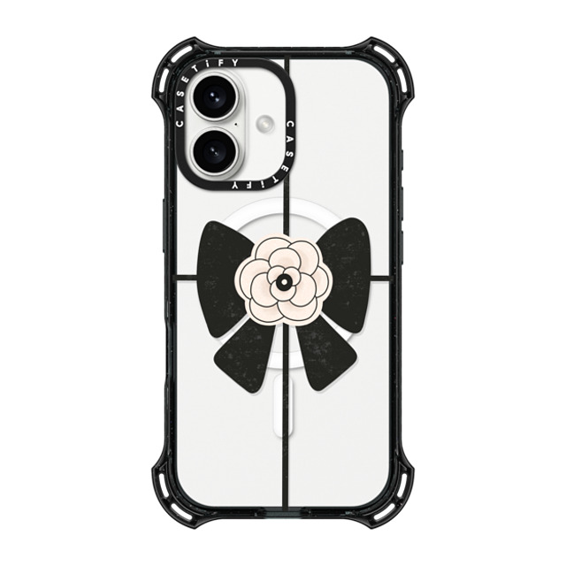 Skylar Kim x CASETiFY iPhone 16 Case Black バウンスケース Elegant Camellia corsage bow: black and white ribbon Skylar Kim x CASETiFY iPhone 16 Case Black バウンスケース Elegant Camellia corsage bow: black and white ribbon