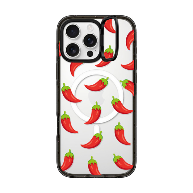 Kate Illustrates x CASETiFY iPhone 16 Pro Max ケース ブラック インパクトリングスタンドケース MagSafe対応 SPICY CHILLI