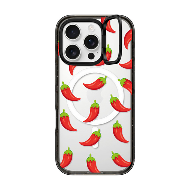 Kate Illustrates x CASETiFY iPhone 16 Pro ケース ブラック インパクトリングスタンドケース MagSafe対応 SPICY CHILLI