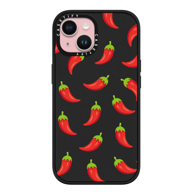 Kate Illustrates x CASETiFY iPhone 15 ケース マットブラック インパクトケース MagSafe対応 SPICY CHILLI