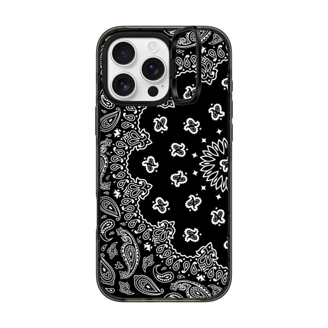 Kate Illustrates x CASETiFY iPhone 16 Pro Max ケース ブラック インパクトリングスタンドケース MagSafe対応 BANDANA PAISLEY