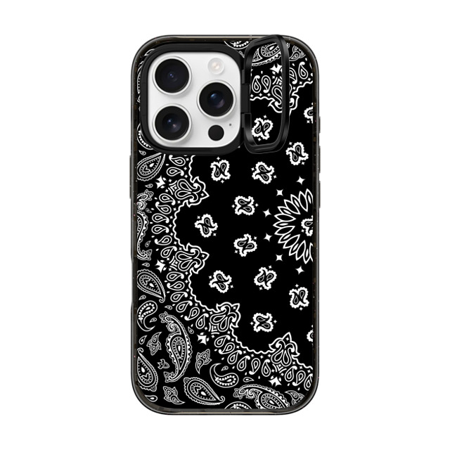 Kate Illustrates x CASETiFY iPhone 16 Pro ケース ブラック インパクトリングスタンドケース MagSafe対応 BANDANA PAISLEY