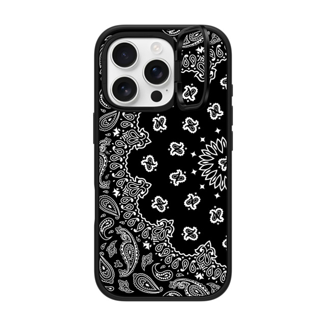 Kate Illustrates x CASETiFY iPhone 16 Pro ケース マットブラック インパクトリングスタンドケース MagSafe対応 BANDANA PAISLEY