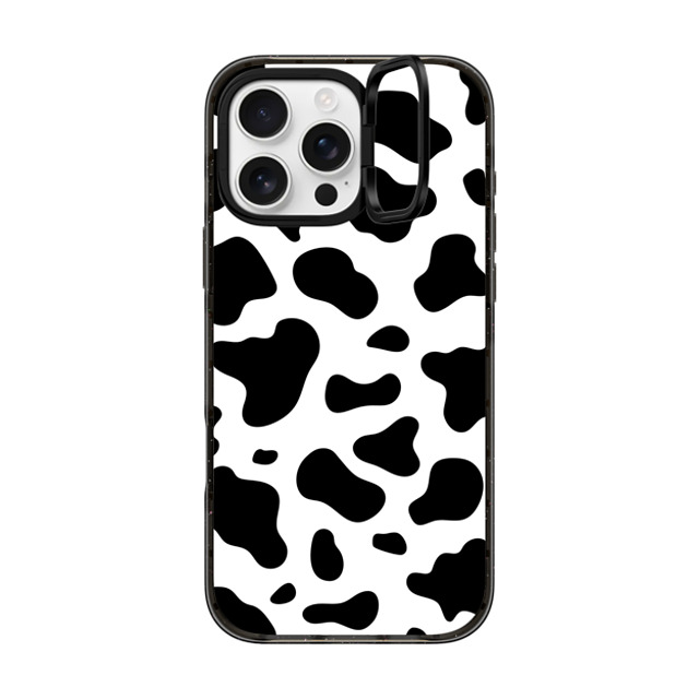 Kate Illustrates x CASETiFY iPhone 16 Pro Max ケース ブラック インパクトリングスタンドケース MagSafe対応 COW PRINT