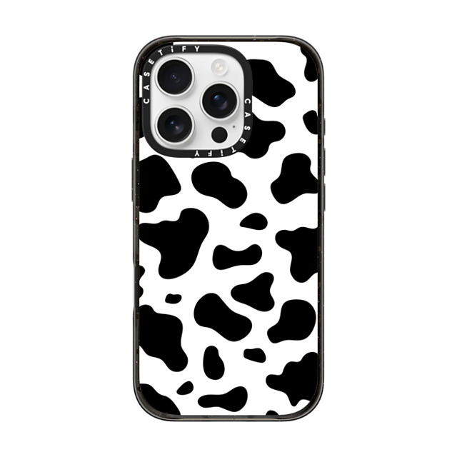 Kate Illustrates x CASETiFY iPhone 16 Pro ケース ブラック インパクトケース MagSafe対応 COW PRINT