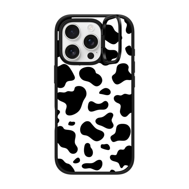 Kate Illustrates x CASETiFY iPhone 16 Pro ケース マットブラック インパクトリングスタンドケース MagSafe対応 COW PRINT