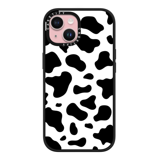 Kate Illustrates x CASETiFY iPhone 15 ケース マットブラック インパクトケース MagSafe対応 COW PRINT