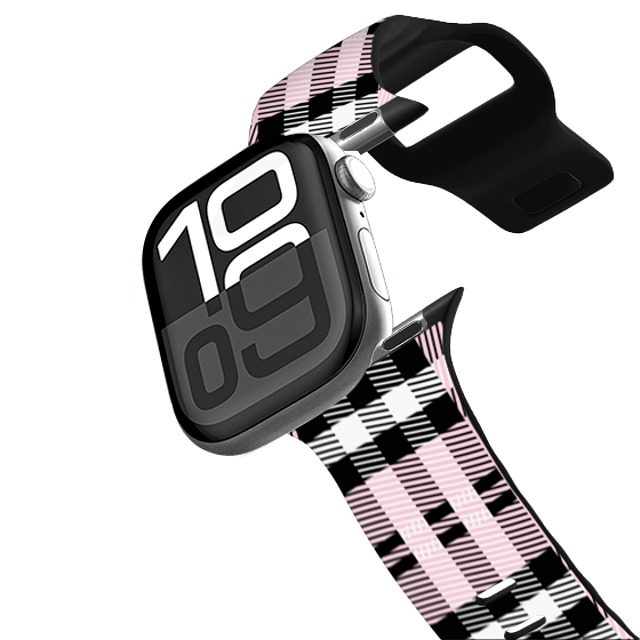 Kate Illustrates x CASETiFY Apple Watch Band Series 10 (42mm) ブラック インパクト バンド PINK PLAID