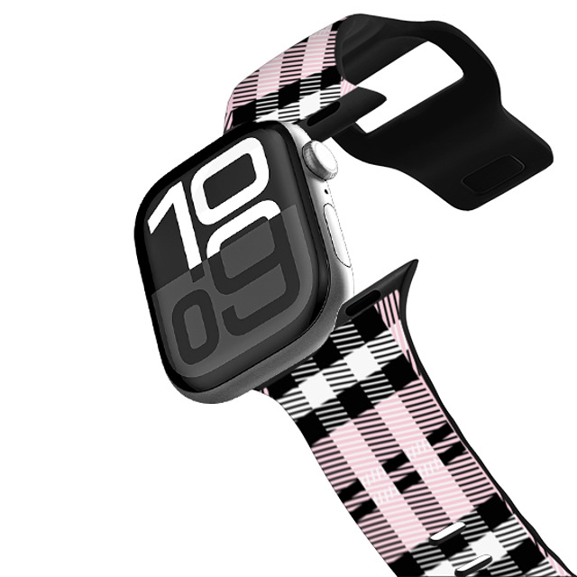 Kate Illustrates x CASETiFY Apple Watch Band Series 10 (46mm) ブラック インパクト バンド PINK PLAID