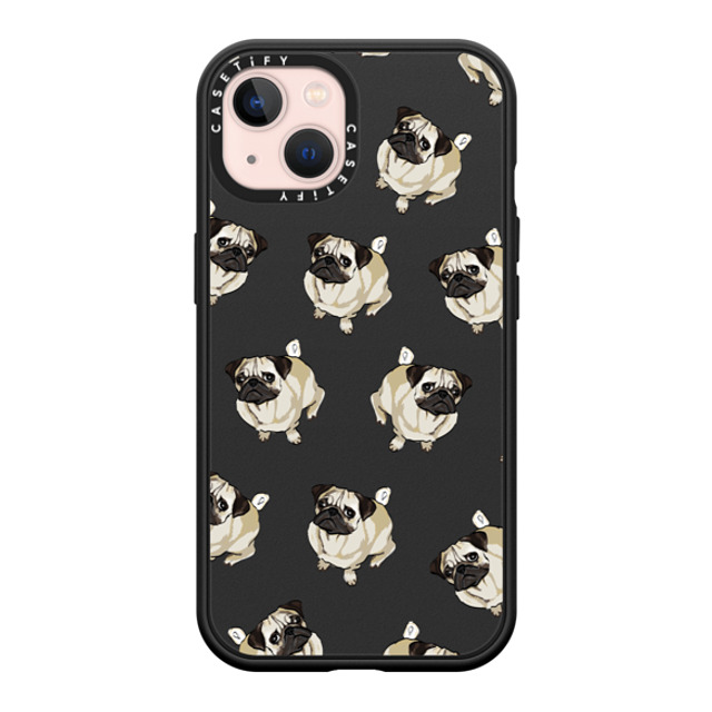 Kate Illustrates x CASETiFY iPhone 13 ケース マットブラック インパクトケース MagSafe対応 PUG PATTERN