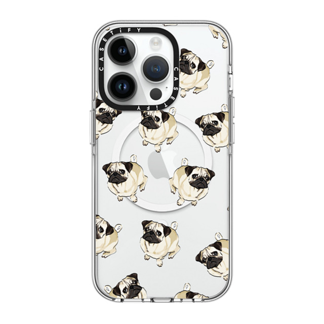 Kate Illustrates x CASETiFY iPhone 14 Pro ケース クリア クリア ケース MagSafe対応 PUG PATTERN