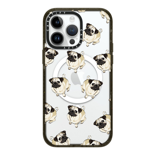 Kate Illustrates x CASETiFY iPhone 14 Pro Max ケース ブラック インパクトケース MagSafe対応 PUG PATTERN