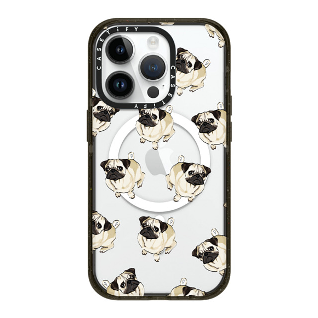 Kate Illustrates x CASETiFY iPhone 14 Pro ケース ブラック インパクトケース MagSafe対応 PUG PATTERN