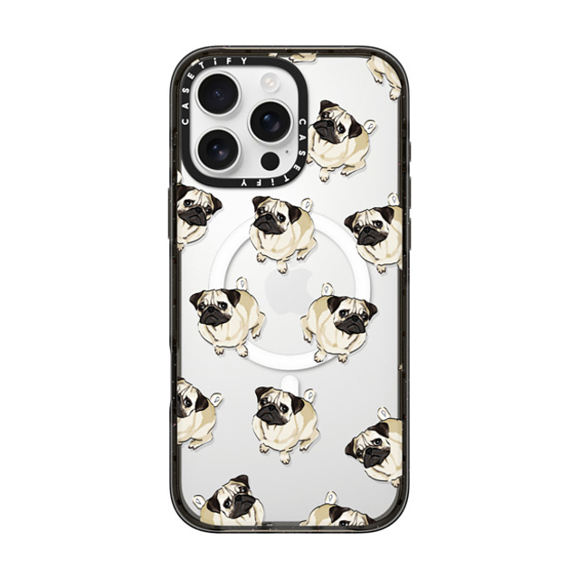 Kate Illustrates x CASETiFY iPhone 16 Pro Max ケース ブラック インパクトケース MagSafe対応 PUG PATTERN