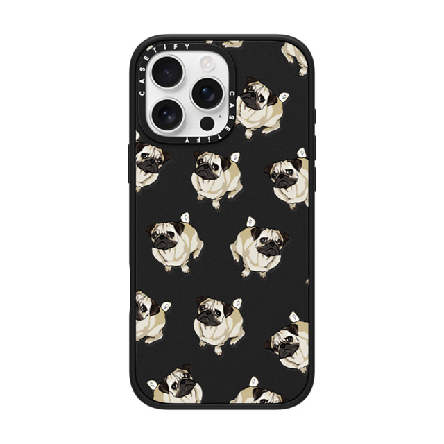 Kate Illustrates x CASETiFY iPhone 16 Pro Max ケース マットブラック インパクトケース MagSafe対応 PUG PATTERN