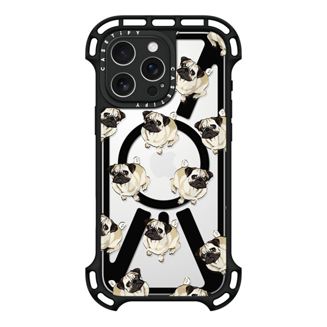 Kate Illustrates x CASETiFY iPhone 16 Pro Max ケース ブラック ウルトラ バウンスケース MagSafe対応 PUG PATTERN