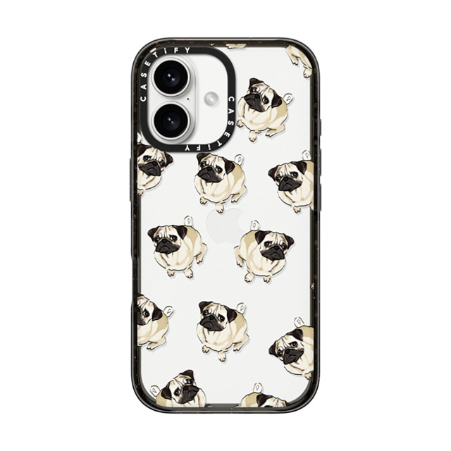 Kate Illustrates x CASETiFY iPhone 16 ケース ブラック インパクトケース PUG PATTERN