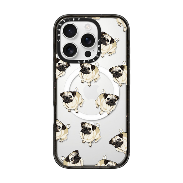 Kate Illustrates x CASETiFY iPhone 16 Pro ケース ブラック インパクトケース MagSafe対応 PUG PATTERN