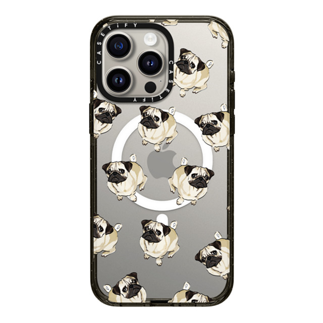 Kate Illustrates x CASETiFY iPhone 15 Pro Max ケース ブラック インパクトケース MagSafe対応 PUG PATTERN