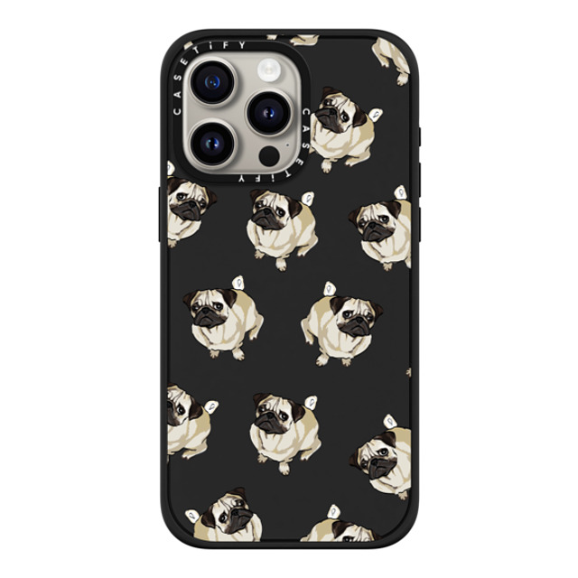 Kate Illustrates x CASETiFY iPhone 15 Pro Max ケース マットブラック インパクトケース MagSafe対応 PUG PATTERN