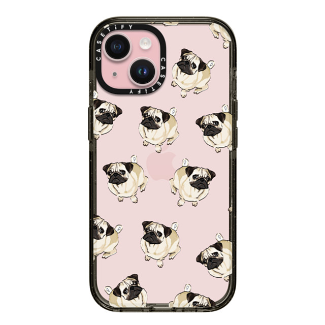 Kate Illustrates x CASETiFY iPhone 15 ケース ブラック インパクトケース PUG PATTERN