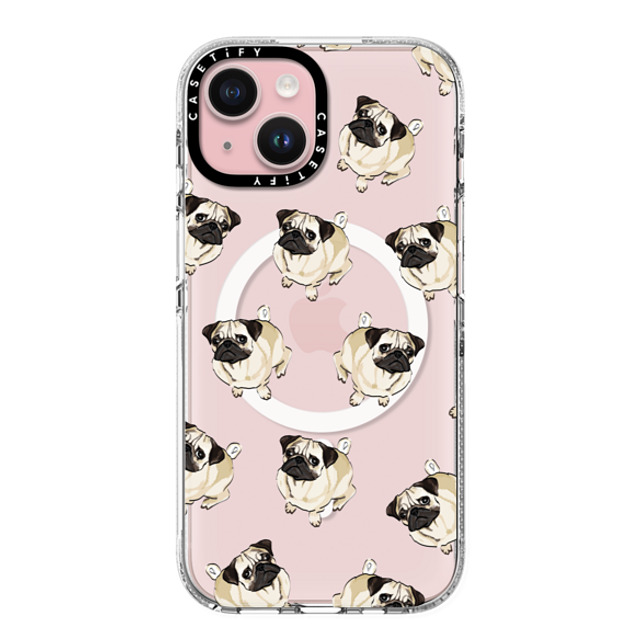 Kate Illustrates x CASETiFY iPhone 15 ケース クリア クリア ケース MagSafe対応 PUG PATTERN