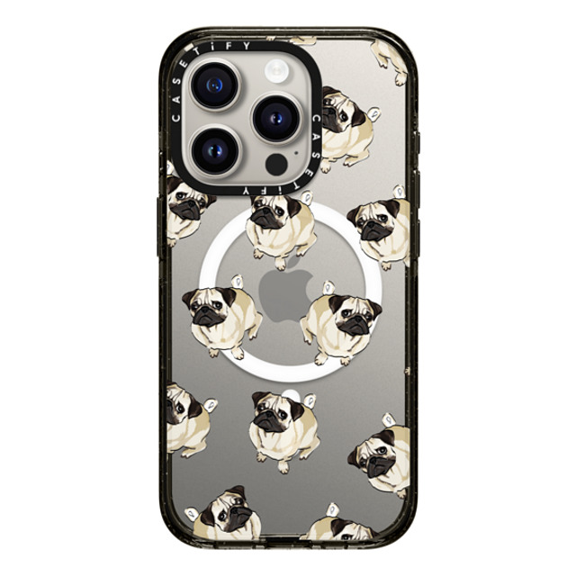 Kate Illustrates x CASETiFY iPhone 15 Pro ケース ブラック インパクトケース MagSafe対応 PUG PATTERN