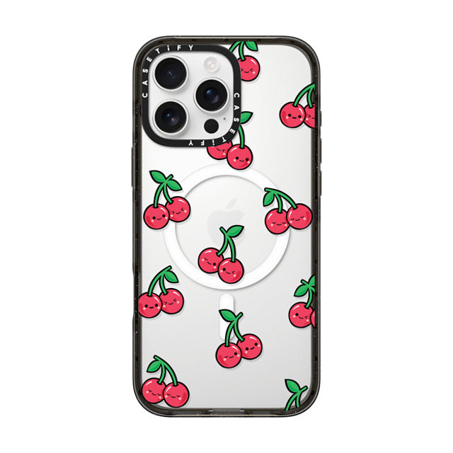 Kate Illustrates x CASETiFY iPhone 16 Pro Max ケース ブラック インパクトケース MagSafe対応 CHEEKY CHERRIES