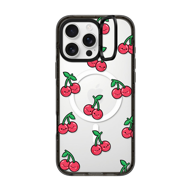 Kate Illustrates x CASETiFY iPhone 16 Pro Max ケース ブラック インパクトリングスタンドケース MagSafe対応 CHEEKY CHERRIES