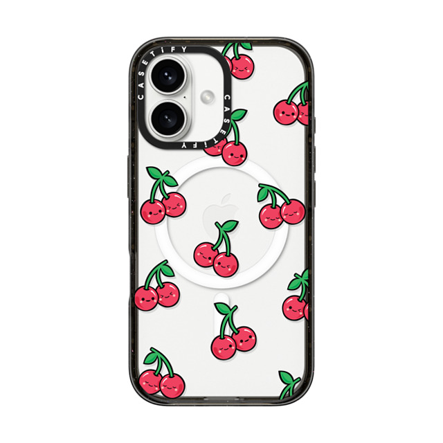 Kate Illustrates x CASETiFY iPhone 16 ケース ブラック インパクトケース MagSafe対応 CHEEKY CHERRIES