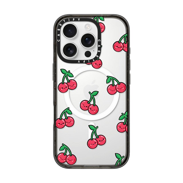 Kate Illustrates x CASETiFY iPhone 16 Pro ケース ブラック インパクトケース MagSafe対応 CHEEKY CHERRIES