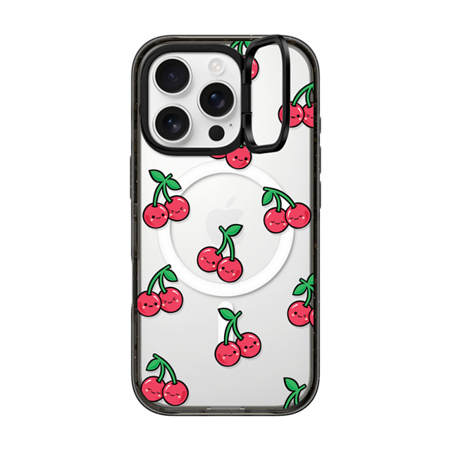 Kate Illustrates x CASETiFY iPhone 16 Pro ケース ブラック インパクトリングスタンドケース MagSafe対応 CHEEKY CHERRIES