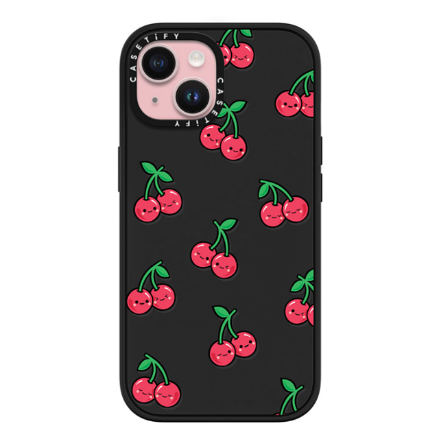 Kate Illustrates x CASETiFY iPhone 15 ケース マットブラック インパクトケース MagSafe対応 CHEEKY CHERRIES