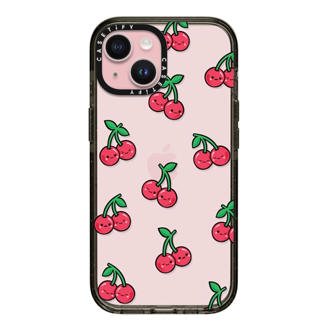 Kate Illustrates x CASETiFY iPhone 15 ケース ブラック インパクトケース CHEEKY CHERRIES