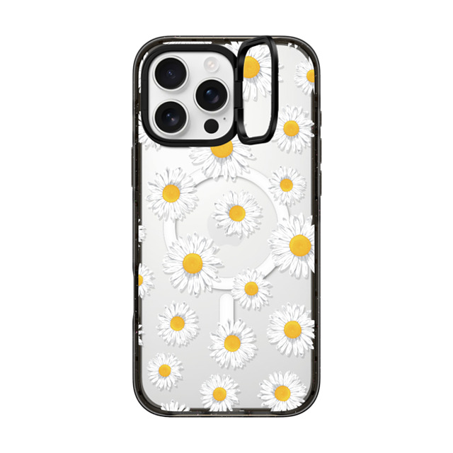 Kate Illustrates x CASETiFY iPhone 16 Pro Max ケース ブラック インパクトリングスタンドケース MagSafe対応 DAISIES