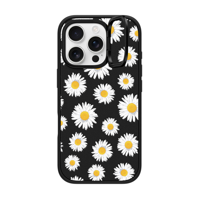 Kate Illustrates x CASETiFY iPhone 16 Pro ケース マットブラック インパクトリングスタンドケース MagSafe対応 DAISIES