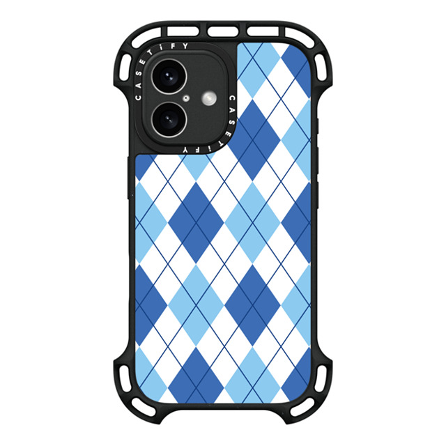 Kate Illustrates x CASETiFY iPhone 16 ケース ブラック ウルトラ バウンスケース MagSafe対応 ARGYLE BLUE