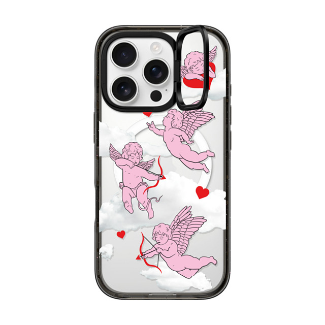 Kate Illustrates x CASETiFY iPhone 16 Pro ケース ブラック インパクトリングスタンドケース MagSafe対応 CHERUBS