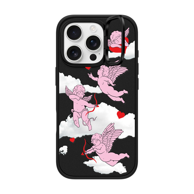 Kate Illustrates x CASETiFY iPhone 16 Pro ケース マットブラック インパクトリングスタンドケース MagSafe対応 CHERUBS