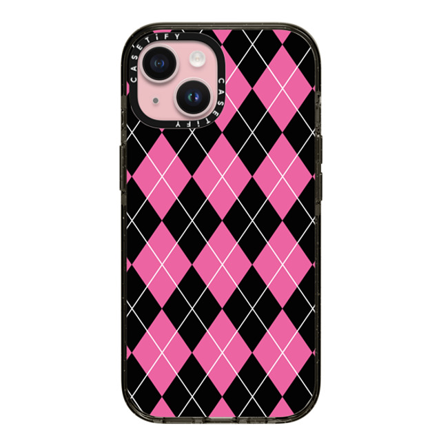 Kate Illustrates x CASETiFY iPhone 15 ケース Checkered,Pattern ブラック インパクトケース MagSafe対応 ARGYLE PINK Back to School Kate Illustrates x CASETiFY iPhone 15 ケース Checkered,Pattern ブラック インパクトケース MagSafe対応 ARGYLE PINK Back to School