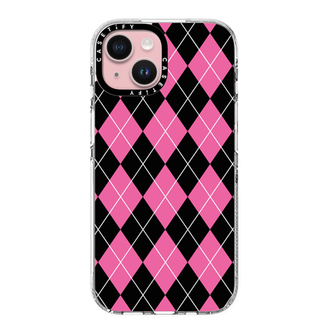 Kate Illustrates x CASETiFY iPhone 15 ケース Checkered,Pattern クリア クリア ケース MagSafe対応 ARGYLE PINK Back to School Kate Illustrates x CASETiFY iPhone 15 ケース Checkered,Pattern クリア クリア ケース MagSafe対応 ARGYLE PINK Back to School