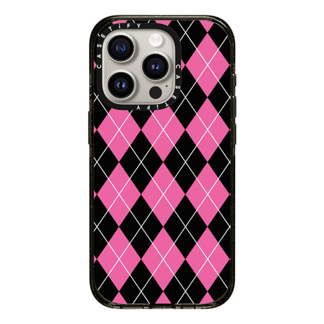 Kate Illustrates x CASETiFY iPhone 15 Pro ケース Checkered,Pattern ブラック インパクトケース MagSafe対応 ARGYLE PINK Back to School Kate Illustrates x CASETiFY iPhone 15 Pro ケース Checkered,Pattern ブラック インパクトケース MagSafe対応 ARGYLE PINK Back to School