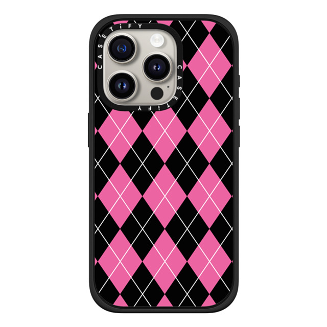 Kate Illustrates x CASETiFY iPhone 15 Pro ケース Checkered,Pattern マットブラック インパクトケース MagSafe対応 ARGYLE PINK Back to School Kate Illustrates x CASETiFY iPhone 15 Pro ケース Checkered,Pattern マットブラック インパクトケース MagSafe対応 ARGYLE PINK Back to School